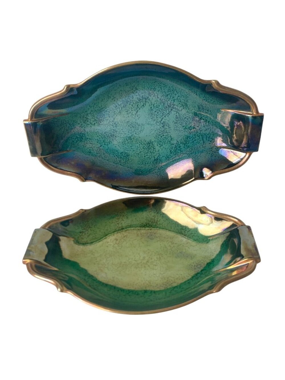 Carlton Ware Vert Royal & Bleu Royal Lustre Ware Platters Vintage